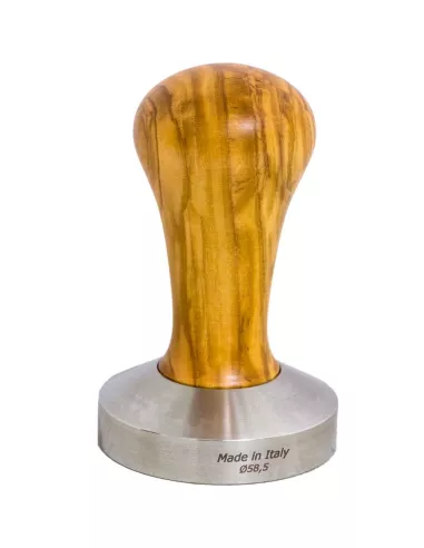 Tamper Espresso Ø 58,5 mm Competition Edition - Olive Tree Handle and Stainless Steel Flat Base Online Shop